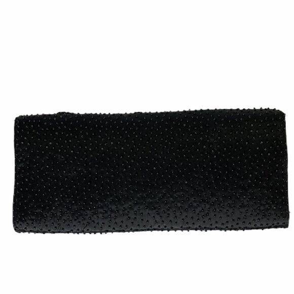 Vintage Black Beaded Clutch Bonnies Handmade Hong Kong Evening Formal Black Tie - Picture 4 of 12